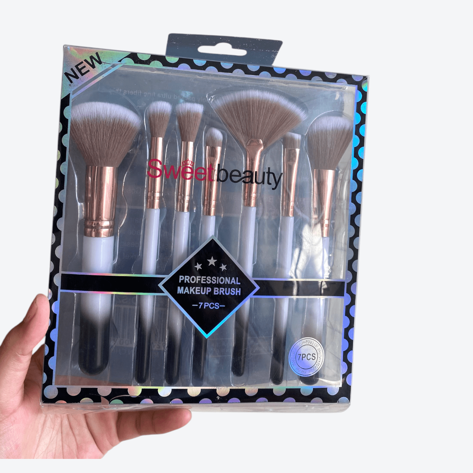 7 - PC Professional Makeup Brush Set — Rose - Gold Synthetic Bristles - Beauty Glams
