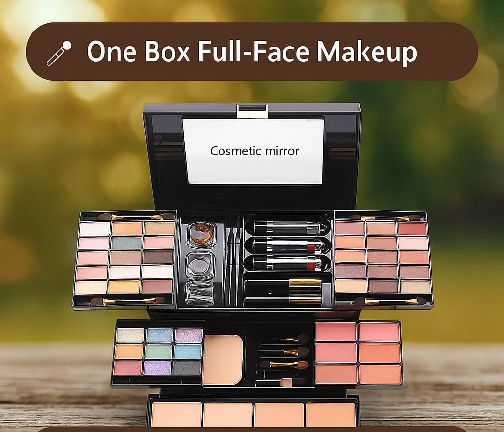 All - in - One Makeup Kit – Eyes, Lips, Face | Full Glam Look in One Box | Mirror Included - Beauty Glams