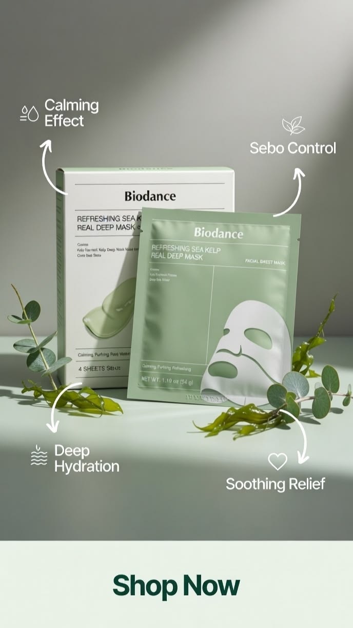 Biodance refreshing sea kelp mask ( 4x sheet Masks ) - Beauty Glams