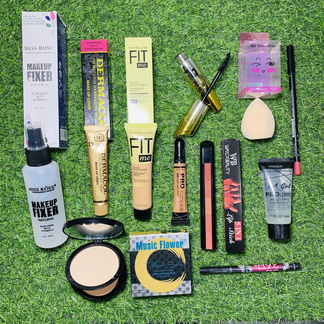 Everyday to Event Makeup Deal – 16 - Piece Complete Makeup Kit with Fixer, Base & Lip Essentials - Beauty Glams