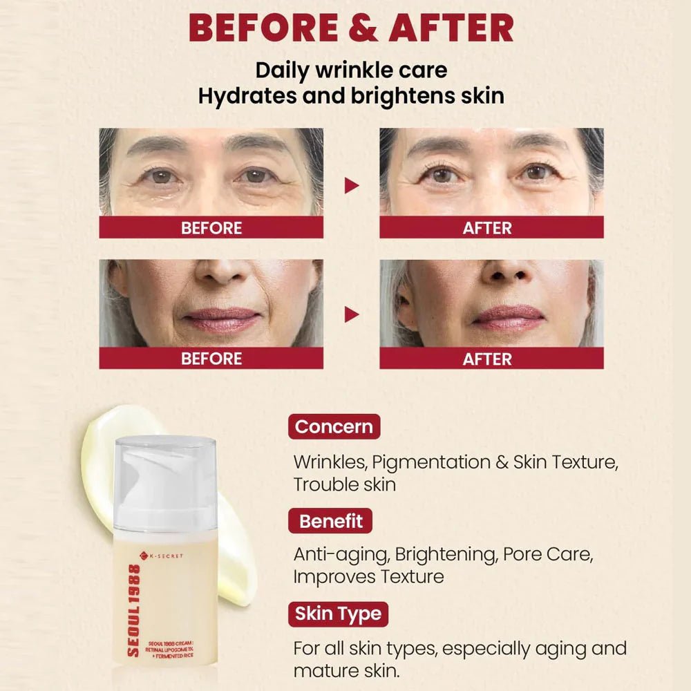 K - SECRET SEOUL 1988 Cream : Retinal Liposome 1% + Fermented Rice 50ml - Beauty Glams
