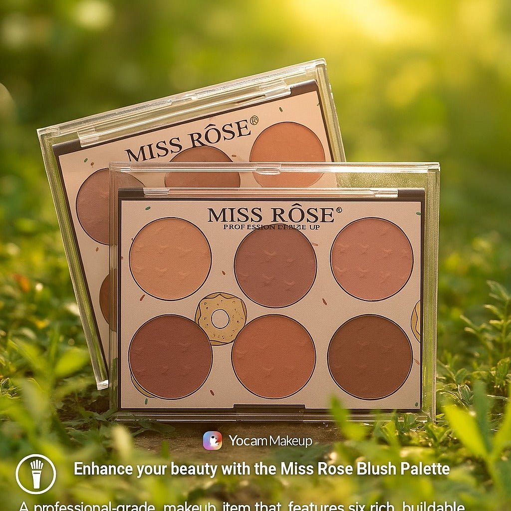 Miss Rose Blush Palette | 6 Buildable Matte Shades | Smooth Blend for Natural Radiant Glow - Beauty Glams