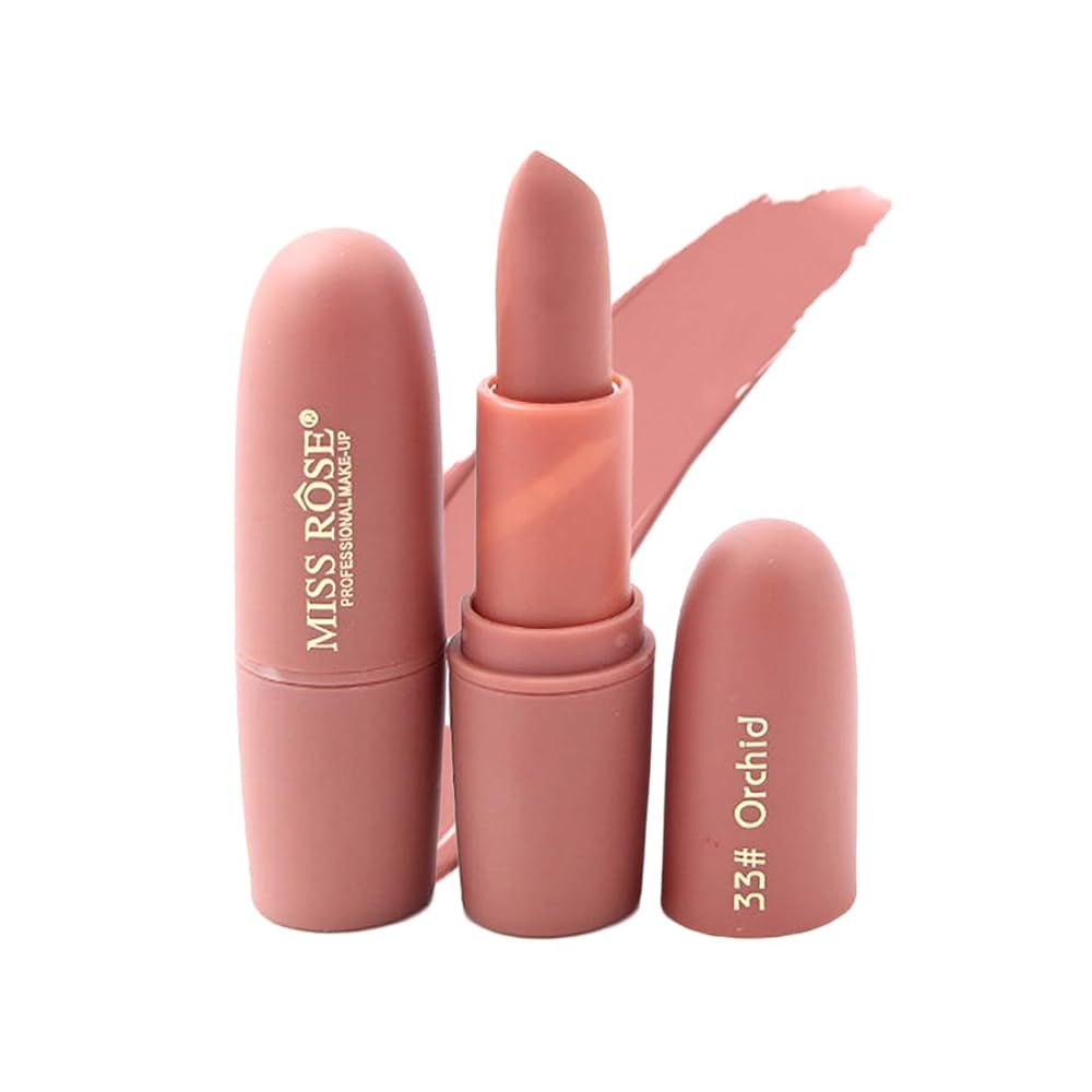 Miss Rose Nude Matte Lipstick – Long - Lasting Waterproof Velvet Finish - Beauty Glams