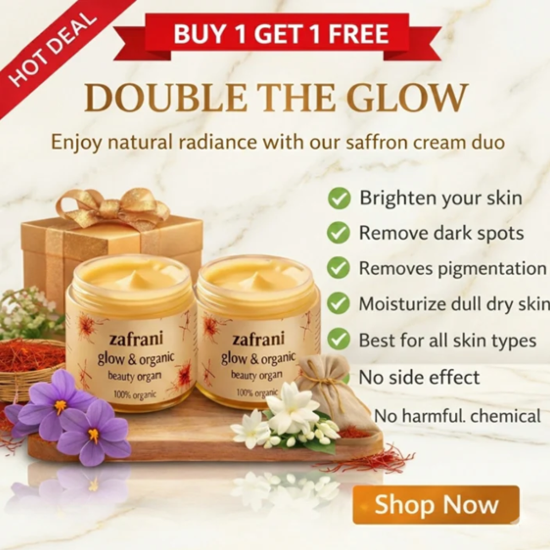 Pack Of 2 Zafrani Whitening & Glowing Cream 100g - Beauty Glams