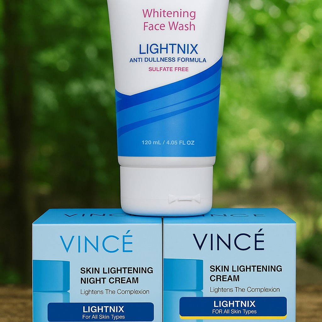 Vincé Lightnix Brightening Skincare Set – Face Wash & Creams for Clear, Radiant Skin - Zayluxe Care