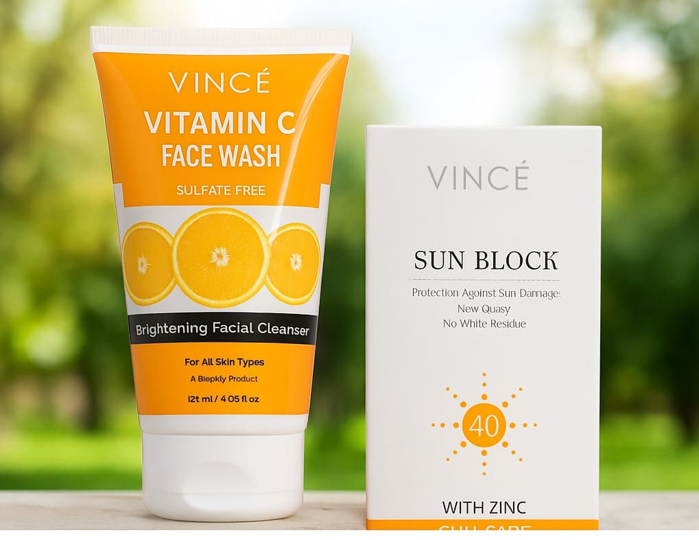 Vincé Vitamin C Face Wash & SPF40 Sun Block – Glowing Skin Duo - Beauty Glams