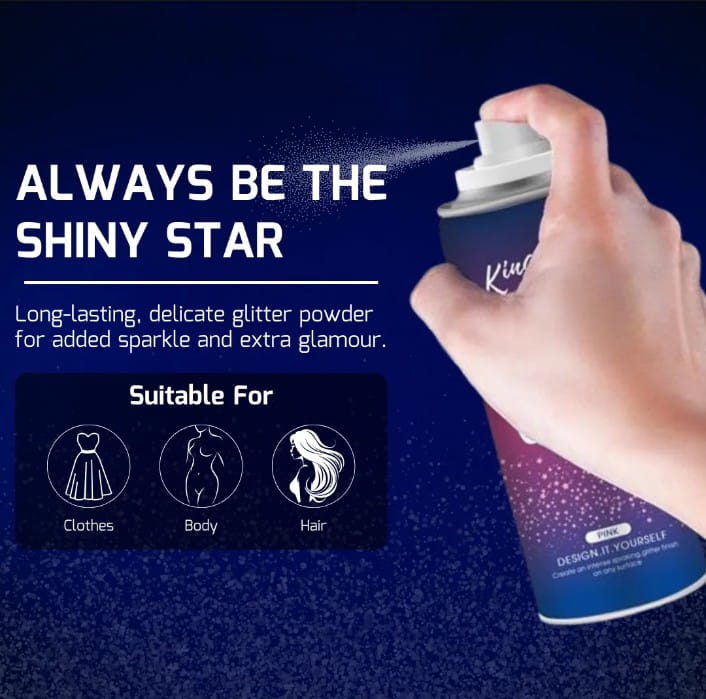 Zay Luxe Care Shiny Glitter Spray – Instant Glow for Hair, Body & Clothes (Long - Lasting Shine) - Beauty Glams